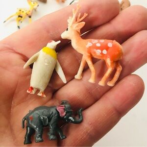 Vintage1970’s Mini Animal Toy Set Elephant Penguin Deer Kangaroo Camel Hong Kong